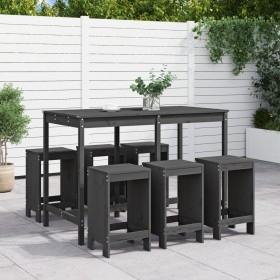 7-piece gray pine wood garden table and high stools set by , Garden sets - Ref: Foro24-3157753, Price: 484,99 €, Discount: %