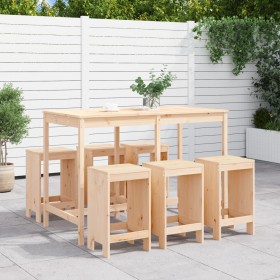 Garden table and high stools set 7 pieces solid pine wood by , Garden sets - Ref: Foro24-3157751, Price: 421,99 €, Discount: %