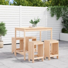 Gartentisch- und Hochhocker-Set, 5-teilig, aus massivem Kiefernholz von , Gartensets - Ref: Foro24-3157745, Preis: 290,99 €, ...