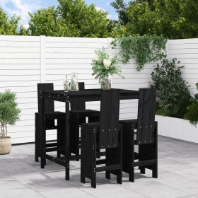 5-piece black pine wood garden table and high stools set by , Garden sets - Ref: Foro24-3157779, Price: 397,99 €, Discount: %