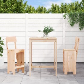 3-teiliges Set mit Tisch und hohen Hockern aus massivem Kiefernholz von , Gartensets - Ref: Foro24-3157793, Preis: 194,07 €, ...