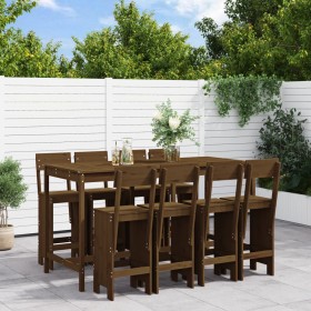 Garden table and high stools 9 pcs honey brown pine wood by , Garden sets - Ref: Foro24-3157820, Price: 697,99 €, Discount: %