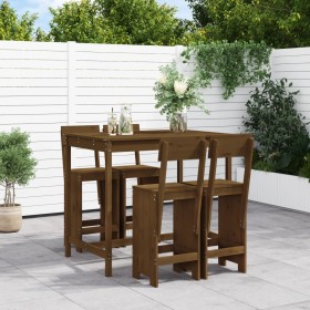 High garden table and stools 5 pieces honey brown pine wood by , Garden sets - Ref: Foro24-3157808, Price: 373,33 €, Discount: %