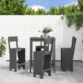 5-teiliges Set mit Gartentisch und hohen Hockern aus grauem Kiefernholz von , Gartensets - Ref: Foro24-3157801, Preis: 351,99...