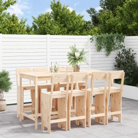 Set de mesa y taburetes altos jardín 9 pzas madera maciza pino de , Conjuntos de jardín - Ref: Foro24-3157817, Precio: 598,47...