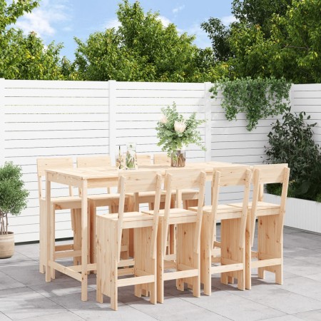 Set de mesa y taburetes altos jardín 9 pzas madera maciza pino de , Conjuntos de jardín - Ref: Foro24-3157817, Precio: 608,28...