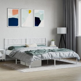 Estructura de cama de metal con cabecero blanco 183x213 cm de , Camas y somieres - Ref: Foro24-355517, Precio: 105,99 €, Desc...