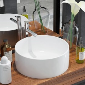 Round white ceramic sink 40x15 cm by vidaXL, Sinks - Ref: Foro24-142342, Price: 55,49 €, Discount: %