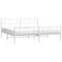 Metal bed frame with headboard and footboard white 193x203 cm by , Beds and slatted bases - Ref: Foro24-355536, Price: 129,99...