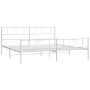 Metal bed frame with headboard and footboard white 193x203 cm by , Beds and slatted bases - Ref: Foro24-355536, Price: 129,99...