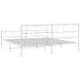 Metal bed frame with headboard and footboard white 193x203 cm by , Beds and slatted bases - Ref: Foro24-355536, Price: 129,99...