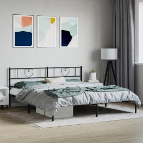 Bed frame with black metal headboard 180x200 cm by , Beds and slatted bases - Ref: Foro24-355467, Price: 100,99 €, Discount: %