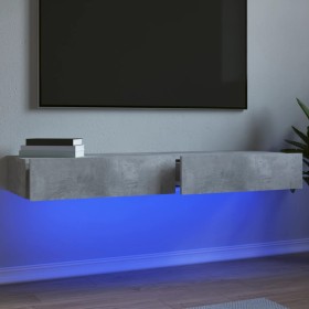 Mueble de TV con luces LED 2 uds gris hormigón 60x35x15,5 cm de , Muebles TV - Ref: Foro24-842893, Precio: 61,99 €, Descuento: %