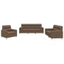 Sofa set with cushions 3 pieces brown fabric by , Sofas - Ref: Foro24-3201555, Price: 715,99 €, Discount: %