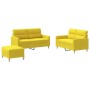 Sofa set with cushions 3 pieces light yellow fabric by , Sofas - Ref: Foro24-3201581, Price: 525,36 €, Discount: %