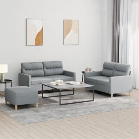 Sofagarnitur mit Kissen 3-teilig aus hellgrauem Stoff von , Sofas - Ref: Foro24-3201576, Preis: 485,56 €, Rabatt: %