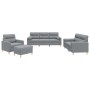 Sofagarnitur mit Kissen 4-teilig aus hellgrauem Stoff von , Sofas - Ref: Foro24-3201560, Preis: 789,05 €, Rabatt: %