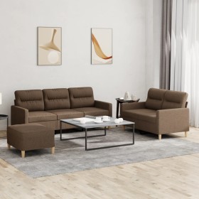 Sofa set with cushions 3 pieces brown fabric by , Sofas - Ref: Foro24-3201611, Price: 576,99 €, Discount: %