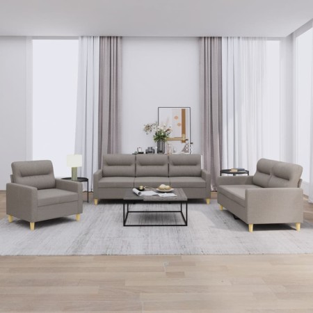 Sofa set with cushions 3 pieces taupe gray fabric by , Sofas - Ref: Foro24-3201543, Price: 672,99 €, Discount: %