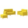 Sofa set with cushions 3 pieces light yellow fabric by , Sofas - Ref: Foro24-3201597, Price: 559,93 €, Discount: %