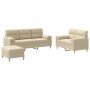 Sofa set with cushions 3 pieces cream fabric by , Sofas - Ref: Foro24-3201626, Price: 612,01 €, Discount: %