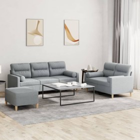 Sofagarnitur mit Kissen 3-teilig aus hellgrauem Stoff von , Sofas - Ref: Foro24-3201624, Preis: 628,28 €, Rabatt: %