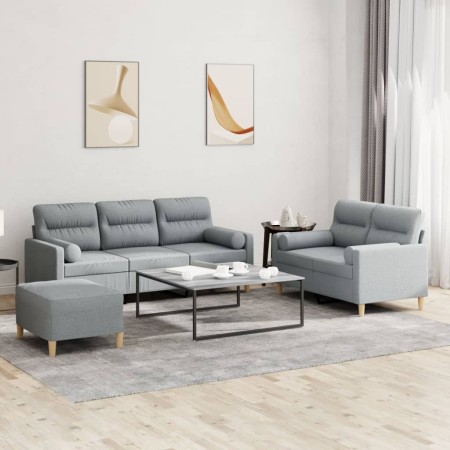 Sofagarnitur mit Kissen 3-teilig aus hellgrauem Stoff von , Sofas - Ref: Foro24-3201624, Preis: 624,82 €, Rabatt: %