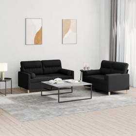 Sofa set with cushions 2 pieces black fabric by , Sofas - Ref: Foro24-3201588, Price: 497,30 €, Discount: %