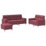 Sofa set with cushions 3 pieces red fabric by , Sofas - Ref: Foro24-3201630, Price: 594,27 €, Discount: %