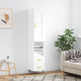 White engineered wood tall sideboard 34.5x34x180 cm by , Sideboards - Ref: Foro24-3200241, Price: 104,57 €, Discount: %