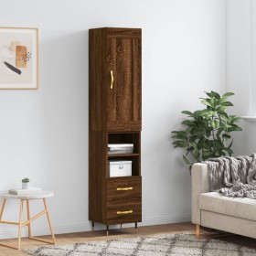 Tall brown oak plywood sideboard 34.5x34x180 cm by , Sideboards - Ref: Foro24-3200248, Price: 103,53 €, Discount: %