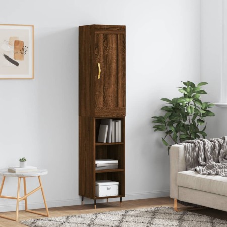 Tall brown oak plywood sideboard 34.5x34x180 cm by , Sideboards - Ref: Foro24-3200312, Price: 85,28 €, Discount: %