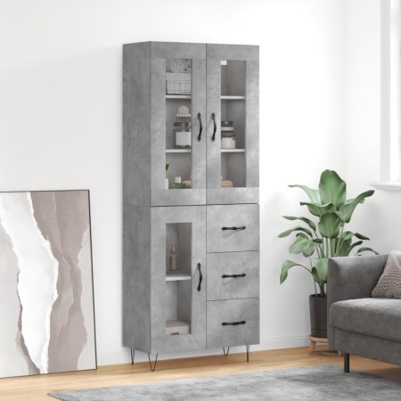 Concrete gray plywood tall sideboard 69.5x34x180 cm by , Sideboards - Ref: Foro24-3198629, Price: 172,99 €, Discount: %