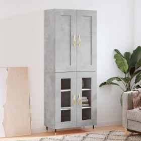 Concrete gray plywood tall sideboard 69.5x34x180 cm by , Sideboards - Ref: Foro24-3199605, Price: 153,97 €, Discount: %