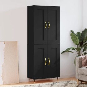 Tall black plywood sideboard 69.5x34x180 cm by , Sideboards - Ref: Foro24-3199666, Price: 142,65 €, Discount: %