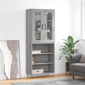 Aparador alto madera contrachapada gris sonoma 69,5x34x180 cm de , Aparadores - Ref: Foro24-3198759, Precio: 136,99 €, Descue...