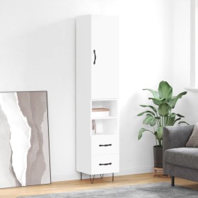 White engineered wood tall sideboard 34.5x34x180 cm by , Sideboards - Ref: Foro24-3198945, Price: 108,99 €, Discount: %