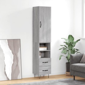 Tall Sonoma gray plywood sideboard 34.5x34x180 cm by , Sideboards - Ref: Foro24-3198951, Price: 101,99 €, Discount: %