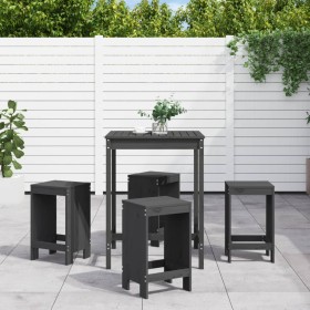 5-piece gray pine wood garden table and high stools set by , Garden sets - Ref: Foro24-3157741, Price: 312,99 €, Discount: %