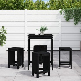 5-piece black pine wood garden table and high stools set by , Garden sets - Ref: Foro24-3157743, Price: 312,51 €, Discount: %