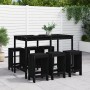 7-piece black pine wood garden table and high stools set by , Garden sets - Ref: Foro24-3157755, Price: 484,25 €, Discount: %