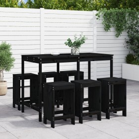 Set de mesa y taburetes altos jardín 7 piezas madera pino negro de , Conjuntos de jardín - Ref: Foro24-3157755, Precio: 483,9...