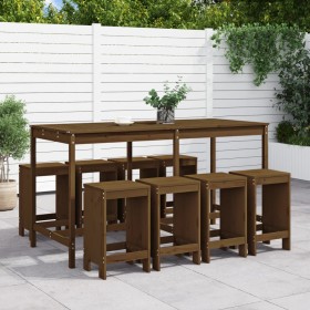 High garden table and stools 9 pcs honey brown pine wood by , Garden sets - Ref: Foro24-3157760, Price: 617,99 €, Discount: %