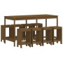 High garden table and stools 9 pcs honey brown pine wood by , Garden sets - Ref: Foro24-3157760, Price: 619,36 €, Discount: %