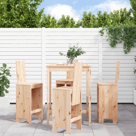 Garden table and high stools set 5 pieces solid pine wood by , Garden sets - Ref: Foro24-3157769, Price: 331,50 €, Discount: %