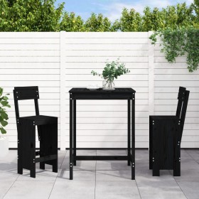 3-piece black pine wood garden table and high stools set by , Garden sets - Ref: Foro24-3157797, Price: 226,79 €, Discount: %