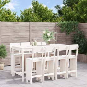 Garden table and high stools 9 pcs solid white pine wood by , Garden sets - Ref: Foro24-3157818, Price: 698,99 €, Discount: %