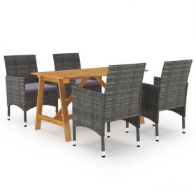 Juego de comedor para jardín de 5 piezas gris de , Conjuntos de jardín - Ref: Foro24-3068736, Precio: 438,99 €, Descuento: %