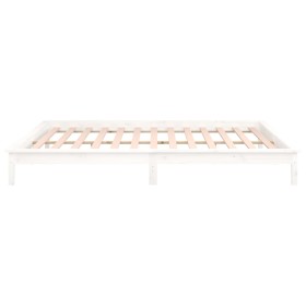 Bed frame with LED solid white wood 200x200 cm by , Beds and slatted bases - Ref: Foro24-820627, Price: 128,78 €, Discount: %