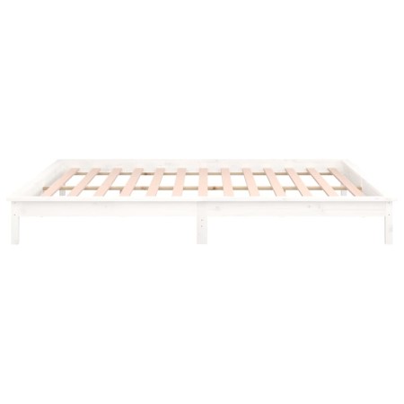 Bed frame with LED solid white wood 200x200 cm by , Beds and slatted bases - Ref: Foro24-820627, Price: 129,58 €, Discount: %